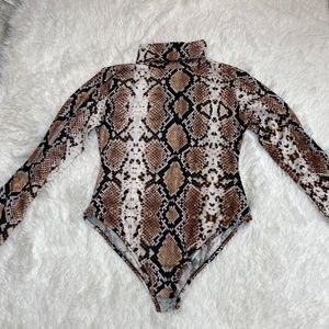 Snake skin turtle neck bodysuit